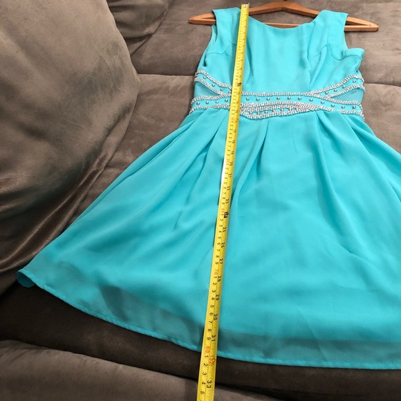 Blue Bedazzled Diamond Studded Dress - Picture 2 of 7